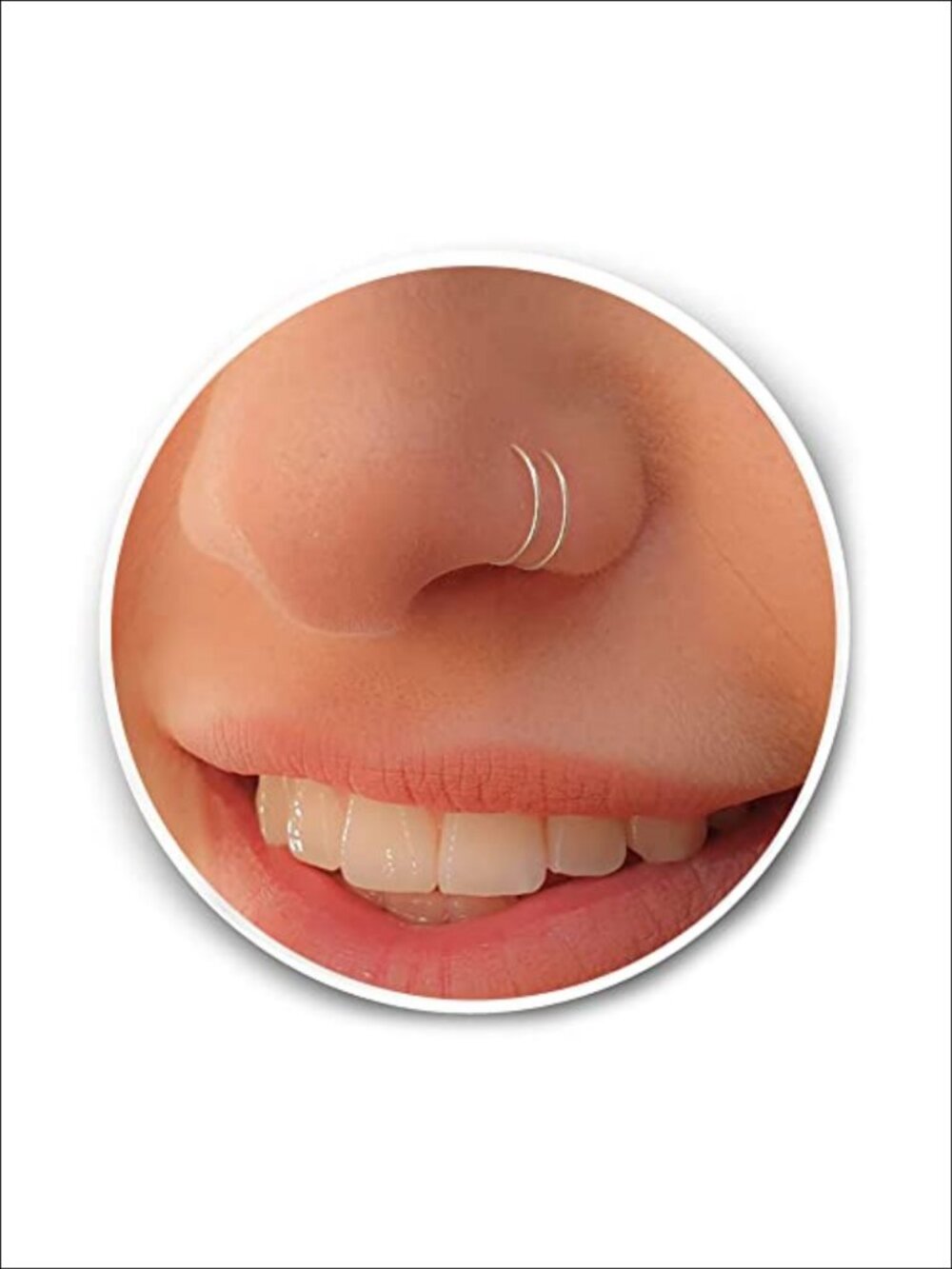 Sterling Silver Double Hoop Nose Ring Spiral 7mm Body Jewelry